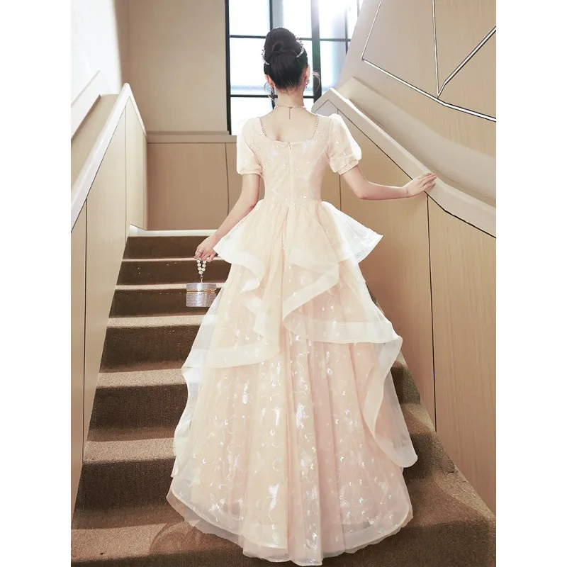 Banquet Evening Dress 2025 Spring/Summer New Art Exam Vocal Starry Sky Dress for Children's 18th Birthday Adult Dress