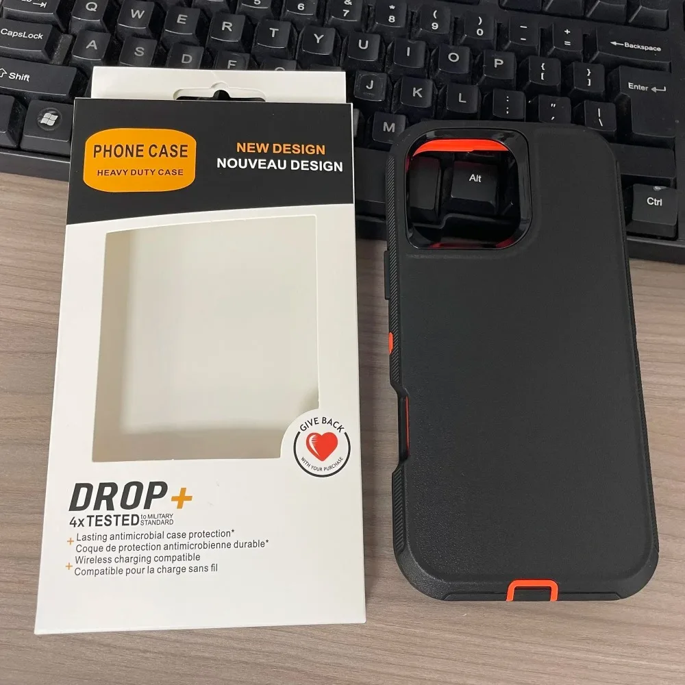 2IN1 Dual Layer Heavy Mechanical With Box Case For IPhone 17 Air 16E 15 14 Plus 13 12 11 Pro Max Shockproof Protect Rugged Cover