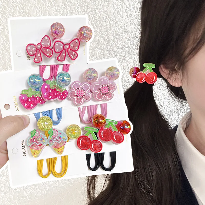 

Мягкие резинки для волос в корейском стиле с мультяшными цветами, высокоэластичные, не повреждающие волосы, для девочек и детей