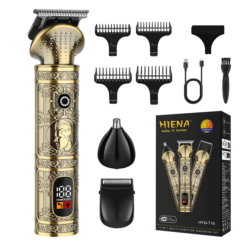 

HIENA Hair Trimmer T9 Hair Clipper Professional Hair Cutting Machine Metal Vintage Detachable Blade Cordless Clipper for Men