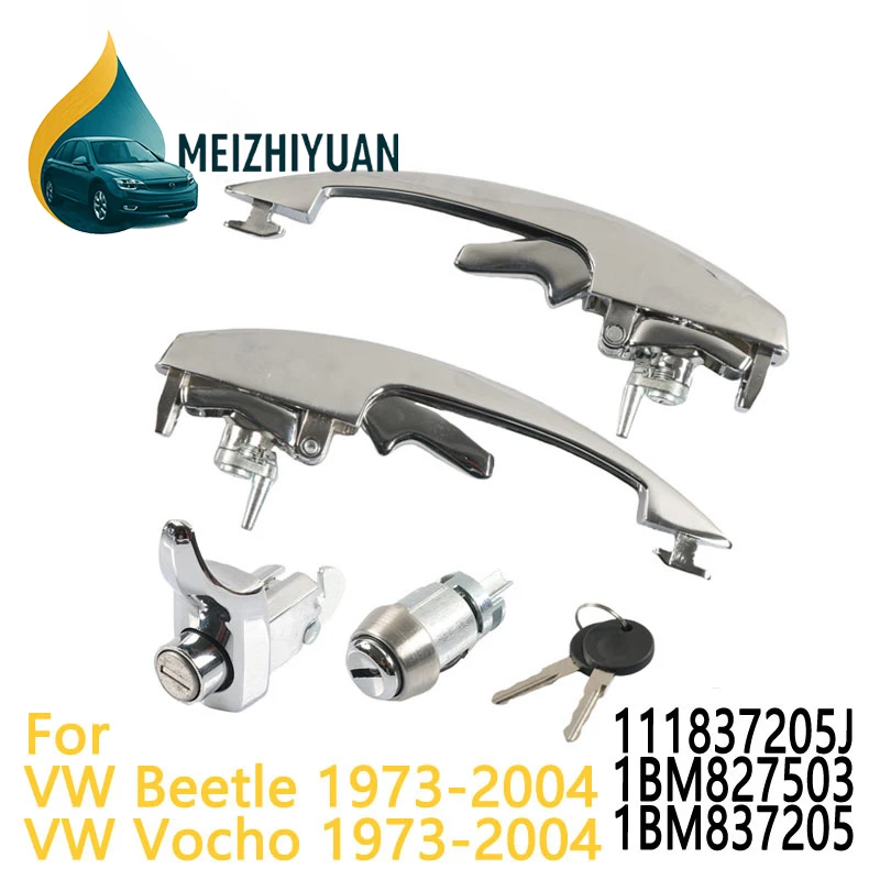 

Left and Right Exterior Door Handles Set With 2 Keys For VW New Beetle 1973-2004 OEM 111837205J 1BM827503 1BM837205