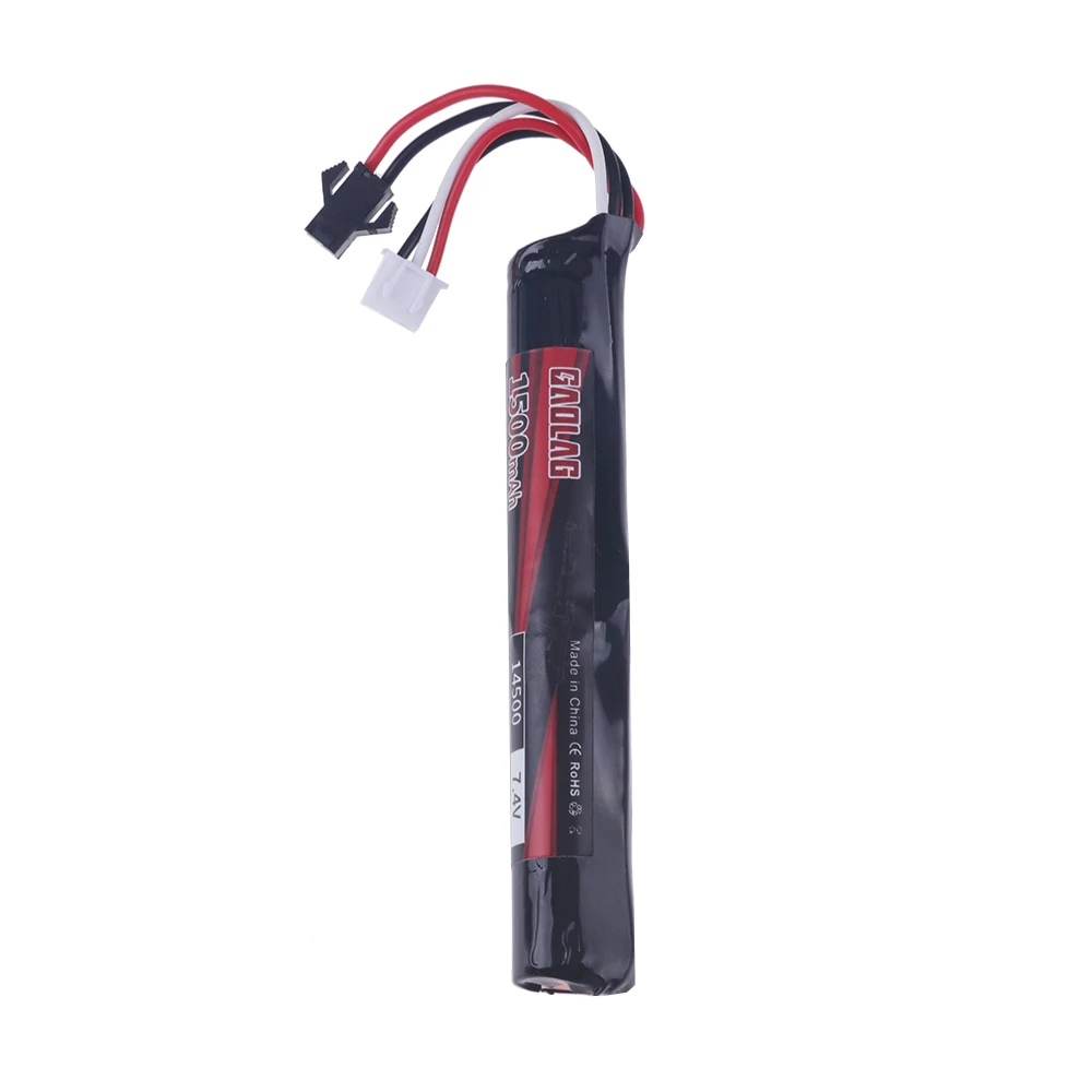 7.4V water gun Battery 1500mAh 14500 2S Li-ion Battery with SM Tamiya Connector For Electric Toys Airsoft,water bullet gun