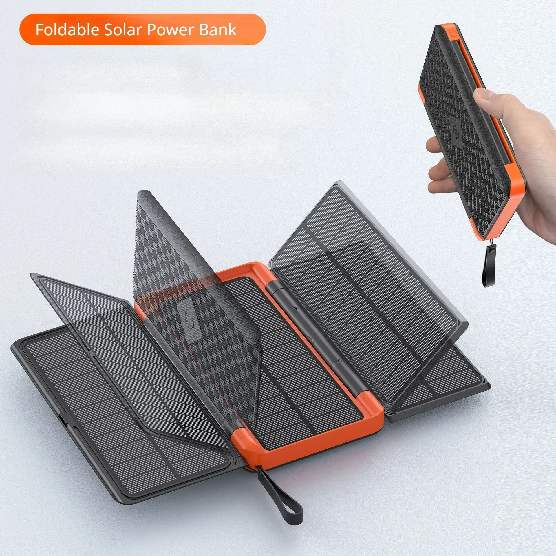 Solar Panel Power Bank 20000mAh Wireless Charging Powerbank External Battery Charger For iPhone Samsung Huawei Xiaomi Poverbank