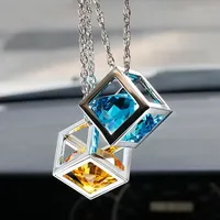 1Pcs Car Pendant Crystals Cube Car Charms Rear View Mirror Decoration Automobile Ornaments Hanging Interior Suspension