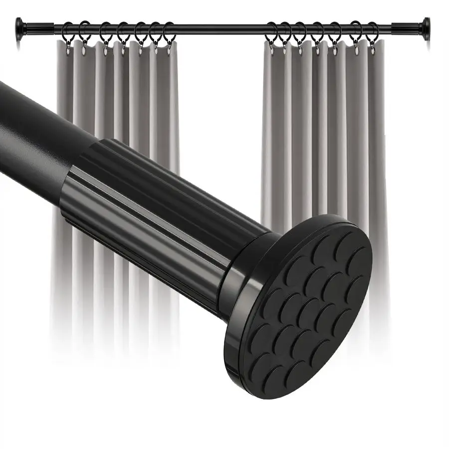 

Карниз для штор без сверления, 51168 дюймов (14 футов), сверхдлинный карниз для окон, уличных террас, регулируемый усиленный натяжной карниз для душа