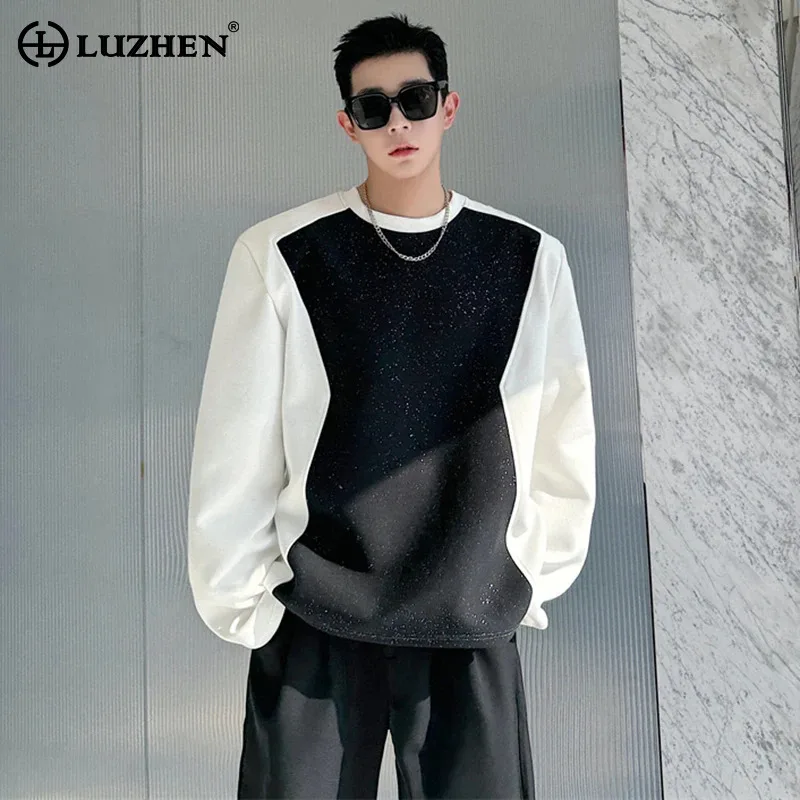 

LUZHEN 2024 New Spring Stylish Color Contrast Splicing Design Elegant Casual T Shirts Men's Street Long Sleeve Sweatshirt LZ3516