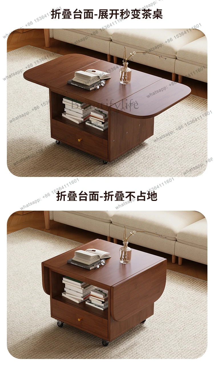 solid wood sofa side cabinet small apartment household living room mobile side several multi-functional snack storage trolley