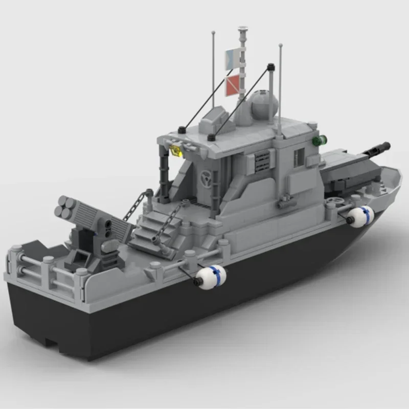 Moc Building Blocks Military Model Coastal Protection Ship Technical Bricks DIY Assembly Famous Toys For Childr Holiday Gifts