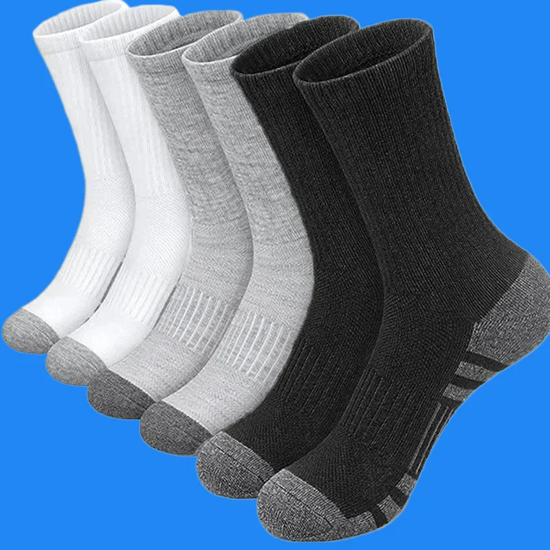 6 Pairs 2024 High Quality Men\'s Outdoor High Tube Gym Socks Fashion Thin Breathable Soft Ground-Gripping Football Cotton Socks