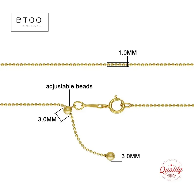 14K Goldfilled 22 Zoll Verstellbare 1mm Kugelkette mit Schiebeperle Minimalistischer Goldfilled Damenschmuck – Detail 9