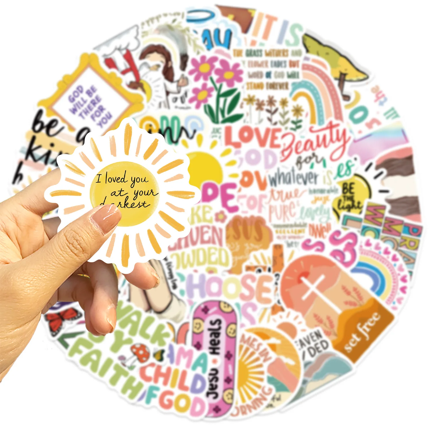 50 قطعة ملصقات يسوع المسيحية الدينية $ ملصقات الكتاب المقدس الآية ملصق الشارات المسيحية لزجاجات المياه هدايا الكمبيوتر المحمول