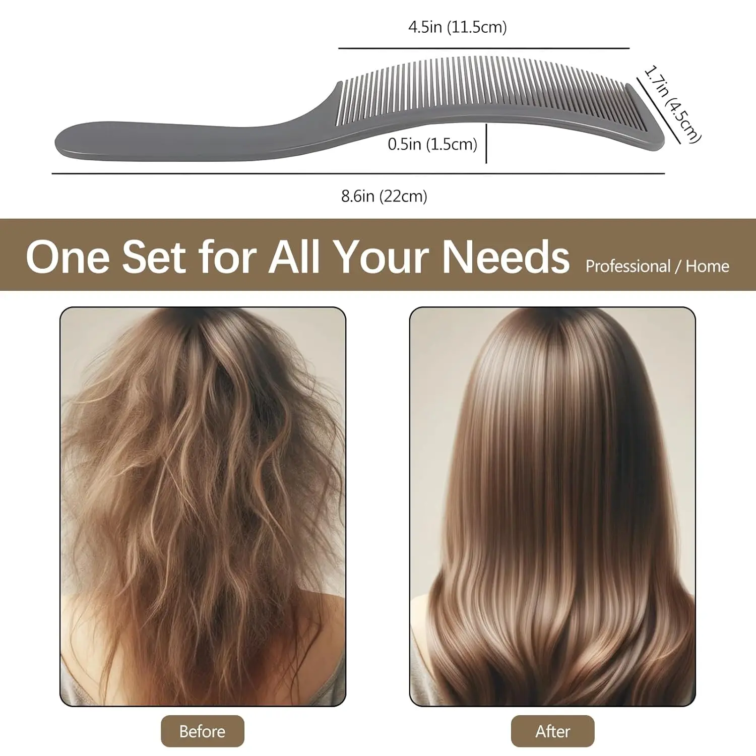 مجموعة مشط حلاقة منحني مكونة من 1/2 قطعة باللون الأسود: مثالية لقص الشعر وتصفيفه الاحترافي، تصميم مريح مسطح