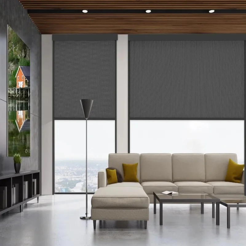 Customized Outdoor Shades Motorized Zip Track Zipper Roller Blinds Aluminum Shade Waterproof Projector Screen Garden