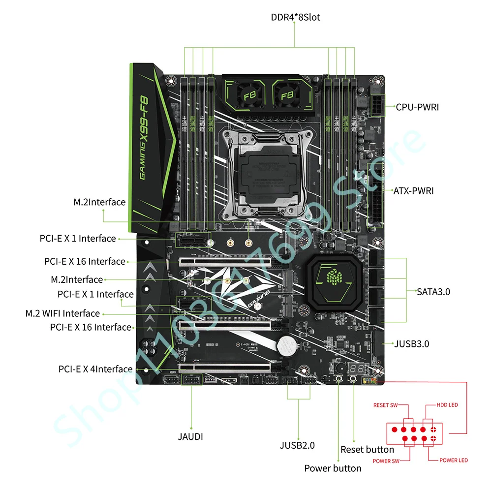 New X99 F8 For HUANANZHI GAMING Motherboard C612 8*DDR4 LGA20 11-3 256GB Support E5 V3/V4 CPU X99