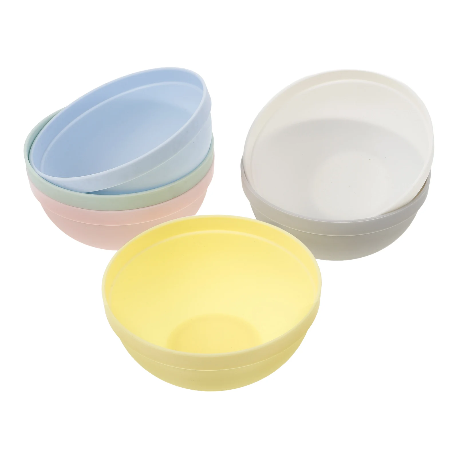 

6Pcs Plastic Serving Bowls Set Reusable Kitchen Bowls for Rice Soup Salad and Dessert Family Use Cereal Bowl Small Bowl
