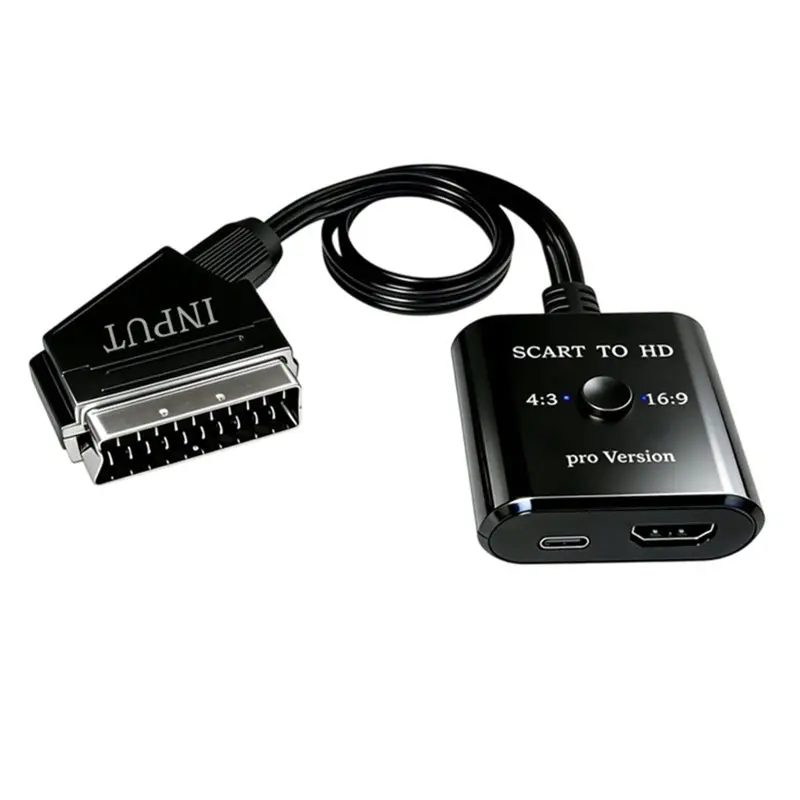 A97I-1080P SCART To HDTV Converter Video Audio Adapter AV Signal Adapter For HD TV DVD HDTV