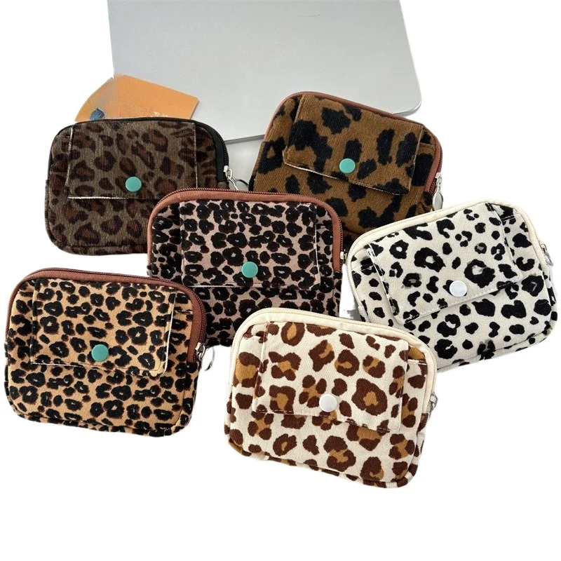 Mode imprimé mignon porte-monnaie carré moraillon fermeture éclair velours côtelé rouge à lèvres argent carte pièce organisateur portefeuille Mini porte-carte portefeuille