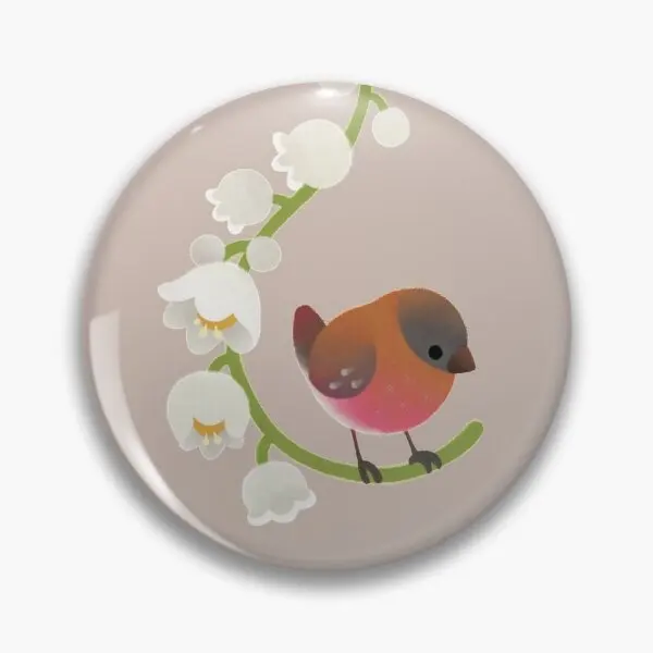 Brown Capped Rosy Finch  Soft Button Pin Cute Cartoon Funny Hat Clothes Decor Jewelry Creative Gift Fashion Lover Collar Women