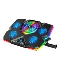 2022 Coolcold Laptop Cooler RGB Gaming Notebook Cool Stand Ergonomics Five Fans 2 USB Ports With HD Display For 14-17inch