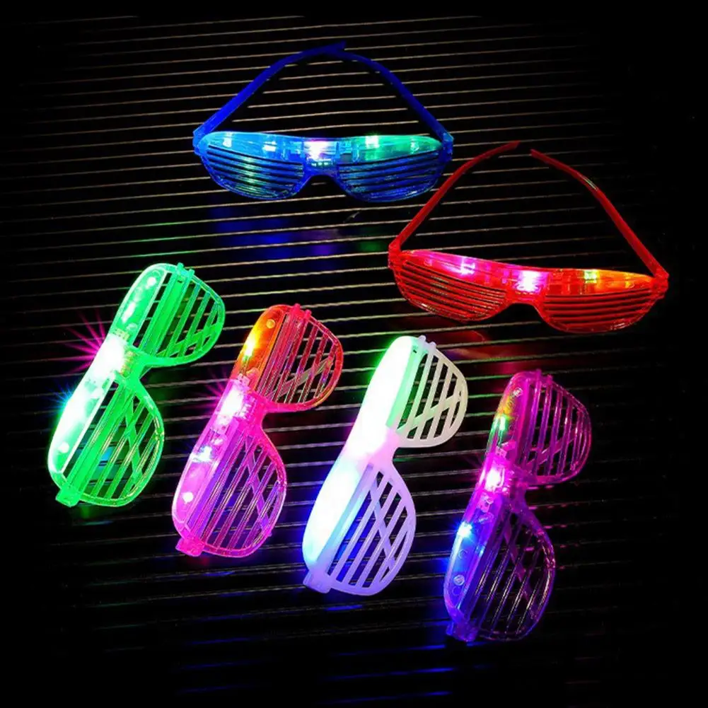 12Pcs LED Light-up Shutter Glasses Colorful Kids Adults Neon Slotted Shades Sunglasses Eyewear Party Favors