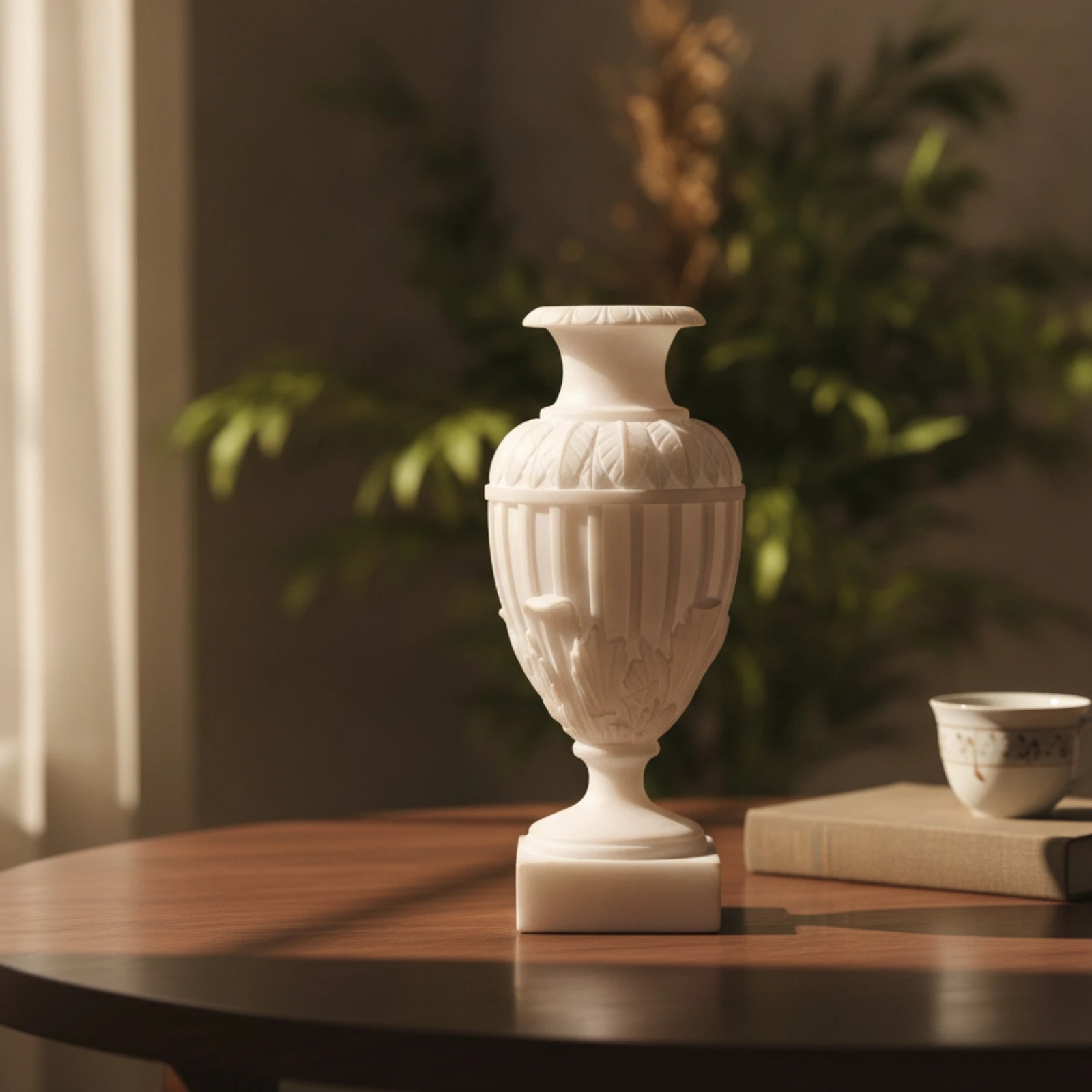 แจกันแกะสลักสีงาช้าง แจกันดอกไ - Interior Design Vintage Modern บทวิจารณ์และราคา