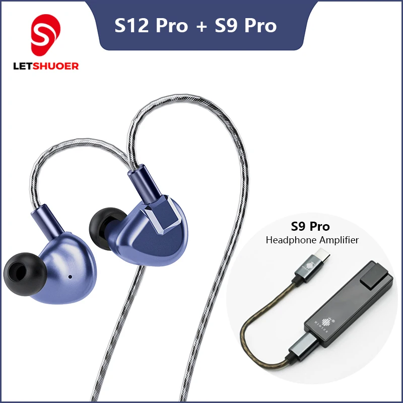 

Letshuoer S12 Pro HIFI IEMs In-ear Wired Headphones Magnetic Driver Planar Earphones+Hidizs S9 Pro DAC AMP USB C Sound Amplifier