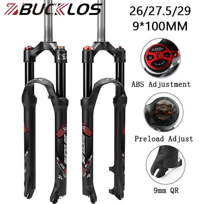

BUCKLOS Bicycle Fork 26 27.5 29 Suspension Mountain Bike Fork Quick Release 9*100mm MTB Fork for Disc Brake