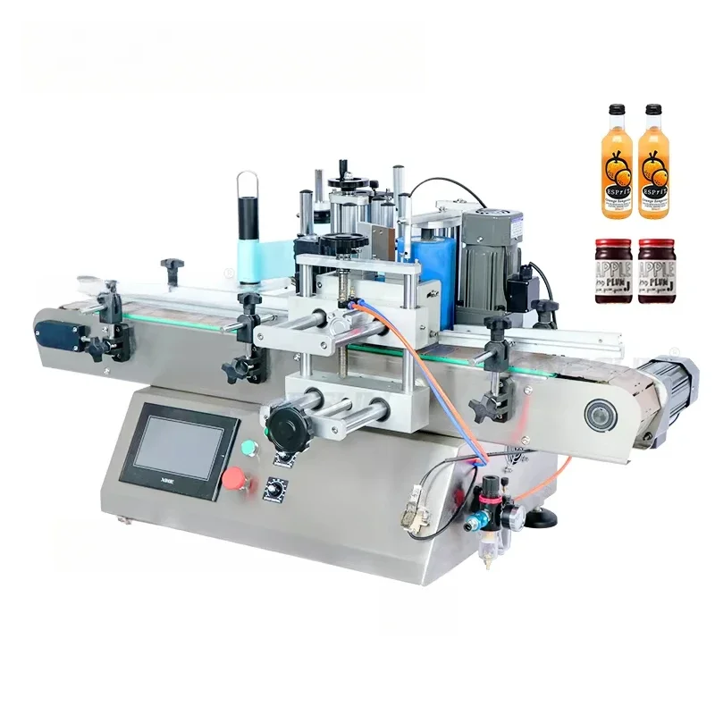 ZONESUN Automatic Essential Oil Plastic Bottle Label Sticker Tabletop Double Side Round Bottle Labeling Machine With Date Coder