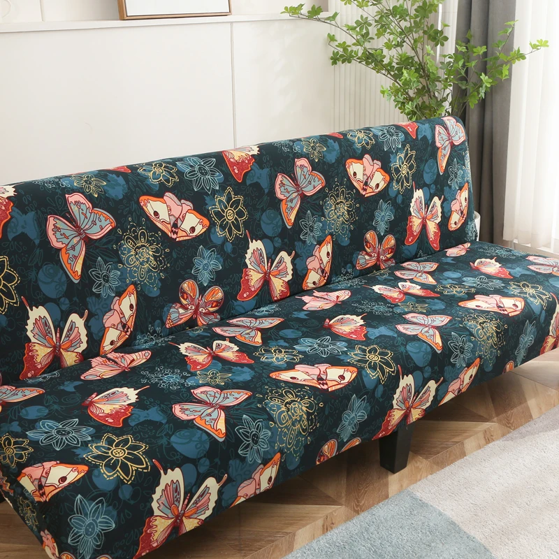 1PC Elastic Sofa Bed Cover Folding Sofa Cover Without Armrests Tropical Geometric Damascus Print Washable Home Protective Cover