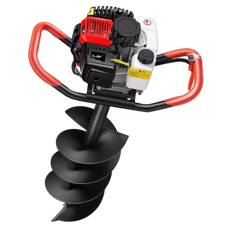 63cc Hydraulic Earth Auger Drilling DIY Metal Hole Digger 4-Stroke Engine 12V Battery Motor Drive 1/2in