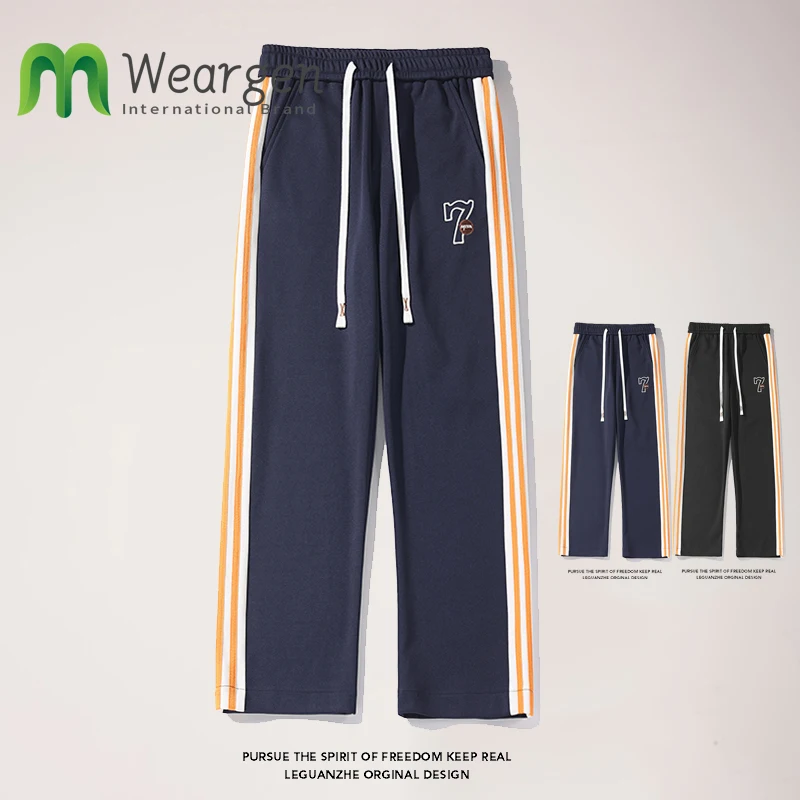 Embroidered webbing pineapple plaid trousers Track Stripe Pants  Embroidery Men Women Oversize Street Sweatpants HK24263