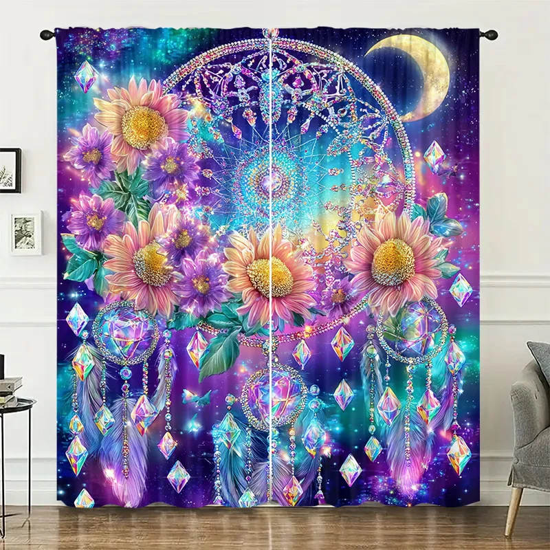 Dreamcatcher Starry Sky Curtain is installed using pocket rods and is suitable for bedrooms, living rooms, balconies decoration