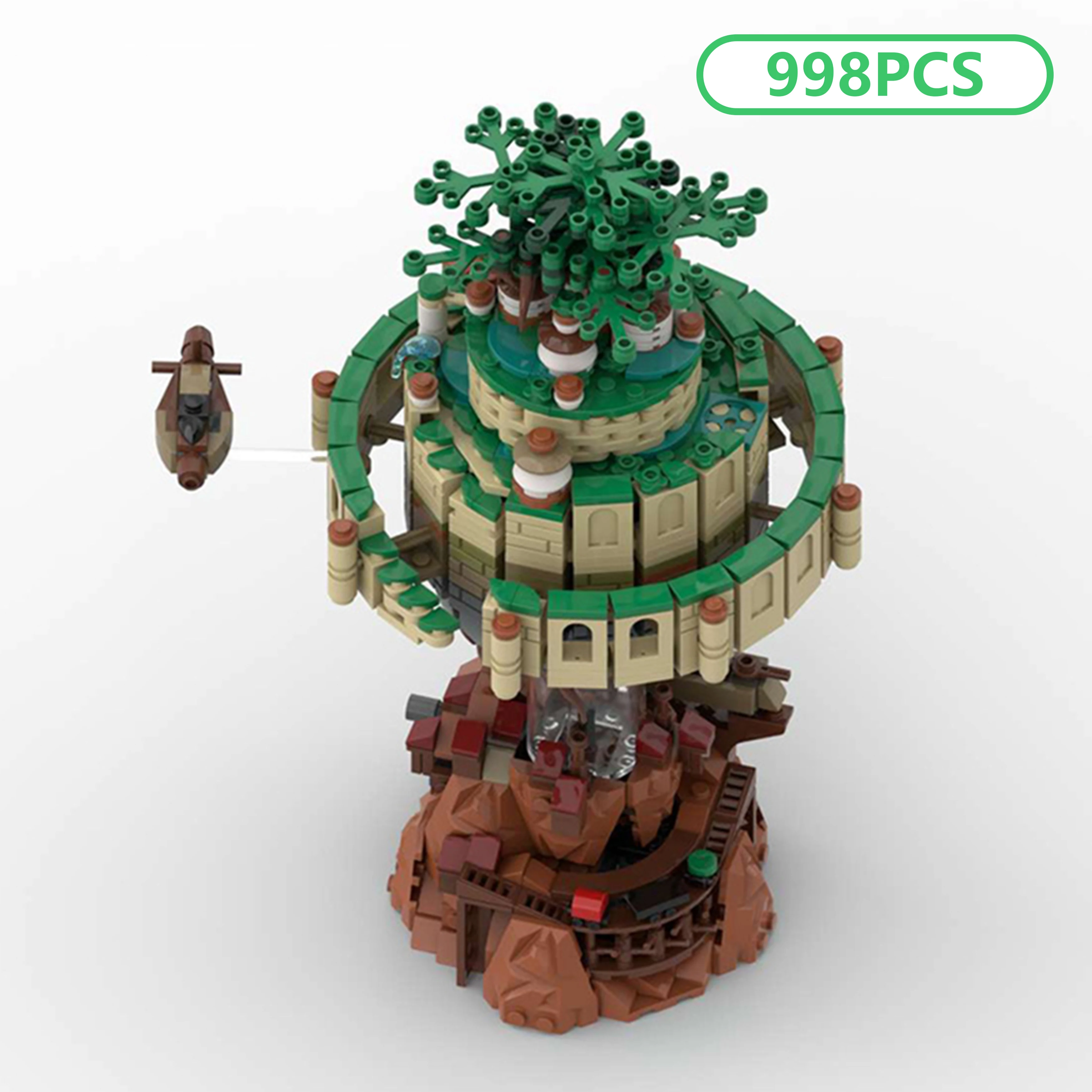 Moc 998 pçs fantasia anime-estilo fortaleza em movimento criativo céu castelo blocos de construção modelo kit diy tijolo brinquedo para exibição presente de natal