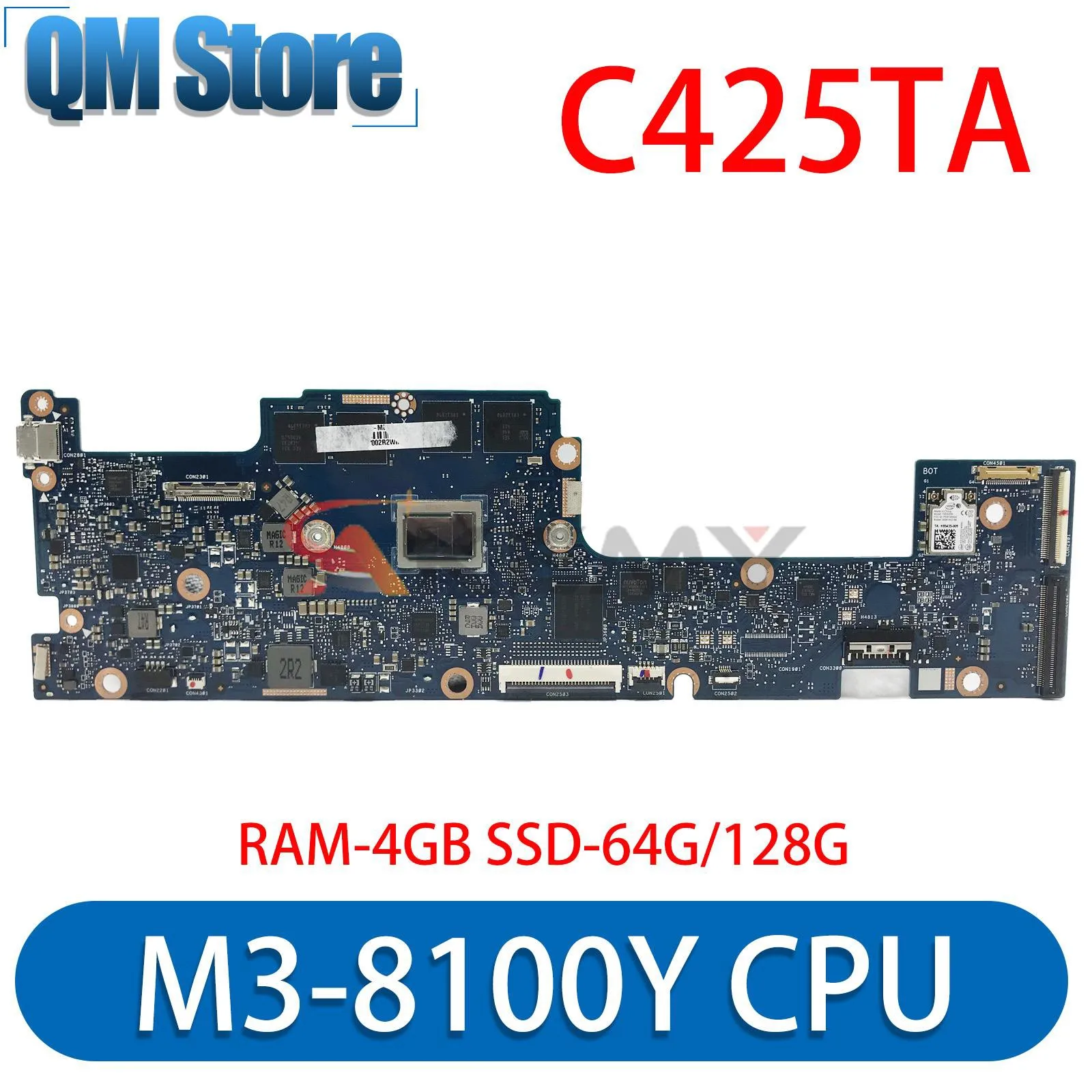 

C425T Mainboard For ASUS Chromebook C425 C425TA Laptop Motherboard CPU M3-8100Y 4GB-RAM SSD-64G/128G MAIN BOARD