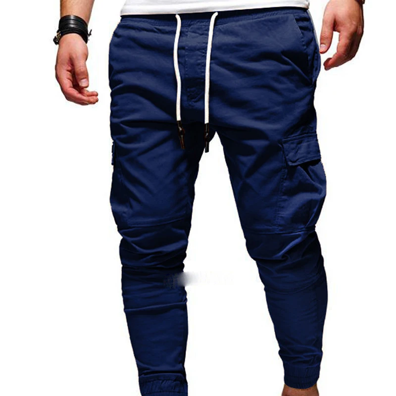 2023 Spring Autumn New Elastic Waist Pockets Drawstring Pencil Pants Man Fashion Motion Comfortable All-match Running Trousers