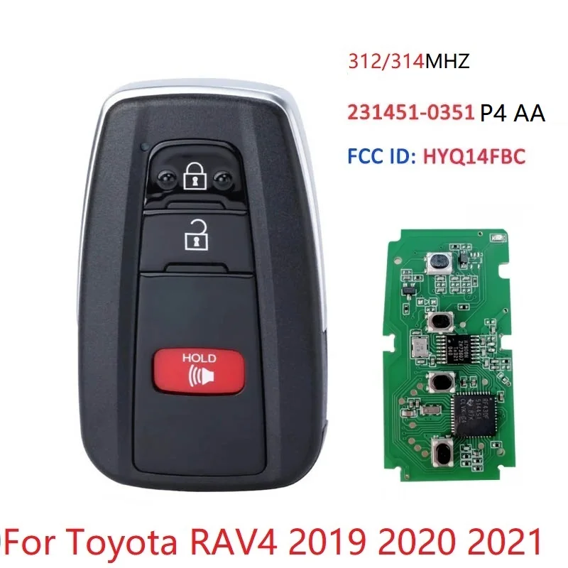 CN007190 HYQ14FBC for Toyota RAV4 2019-2021 Smart Keyless Remote Key Fob 8A Chip P4 AA 231451-0351 8990H-0R010 312MHz / 314MHz