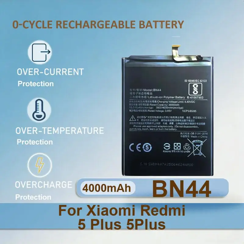 

BN44 Mobile Phone Battery For Xiaomi Redmi 5 Plus 5Plus 4000mAh Real Capacity