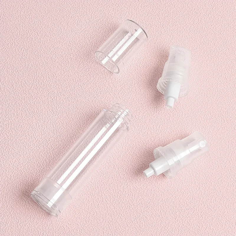 1 Set 5–15 ml, transparent, leer, nachfüllbar, Airless-Vakuumpumpe, Creme, Lotion und Spray, tragbares Flaschen-Set, Probenverpackung für Toilettenartikel