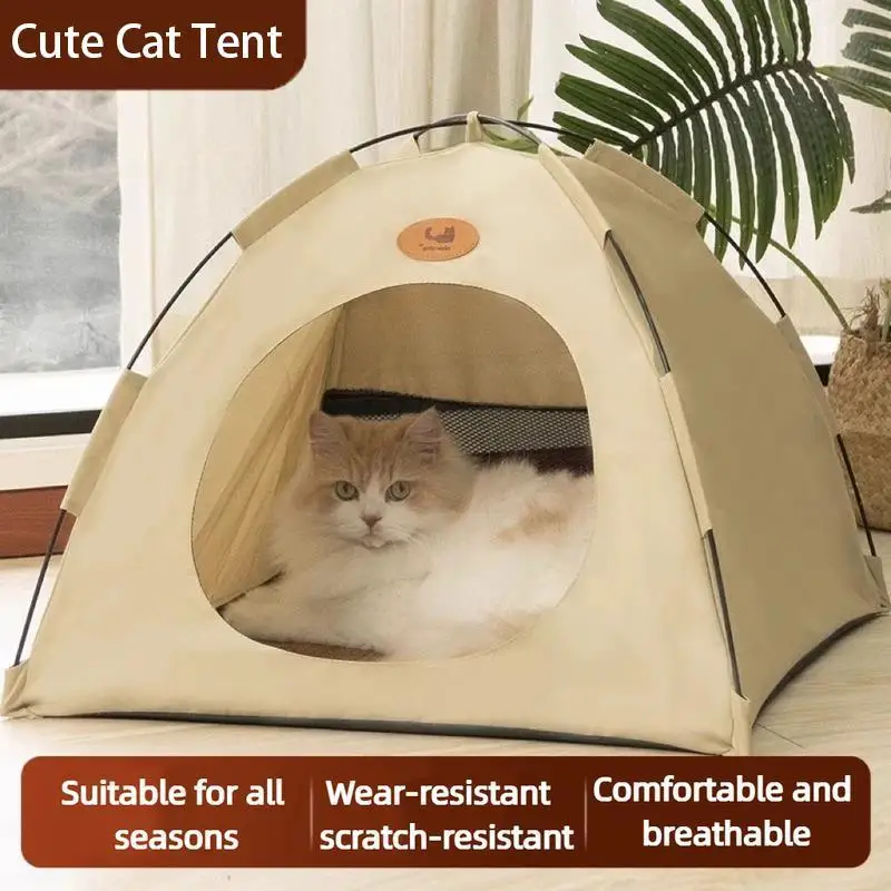 Portable Foldable Pet Tent with Soft Mat Cozy Cat House Dog Bed Sleeping Cave Nest Indoor Outdoor Travel Camping Puppy Kitten Teepee All Seasons Washable Pet Accessories