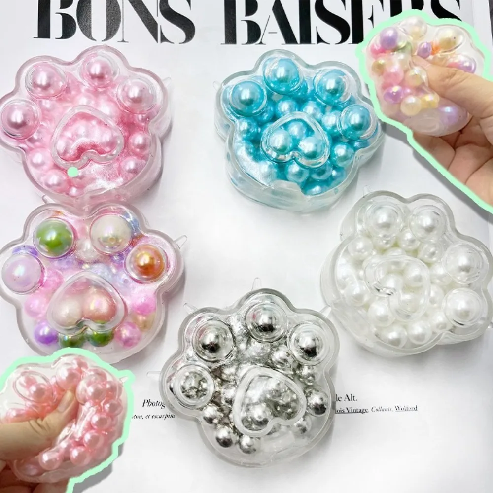 カワイイ-柔らかい猫の足をつまむおもちゃ,リアルな真珠,スクイーズおもちゃ,手作りの猫の爪,そわそわギフト,新しい