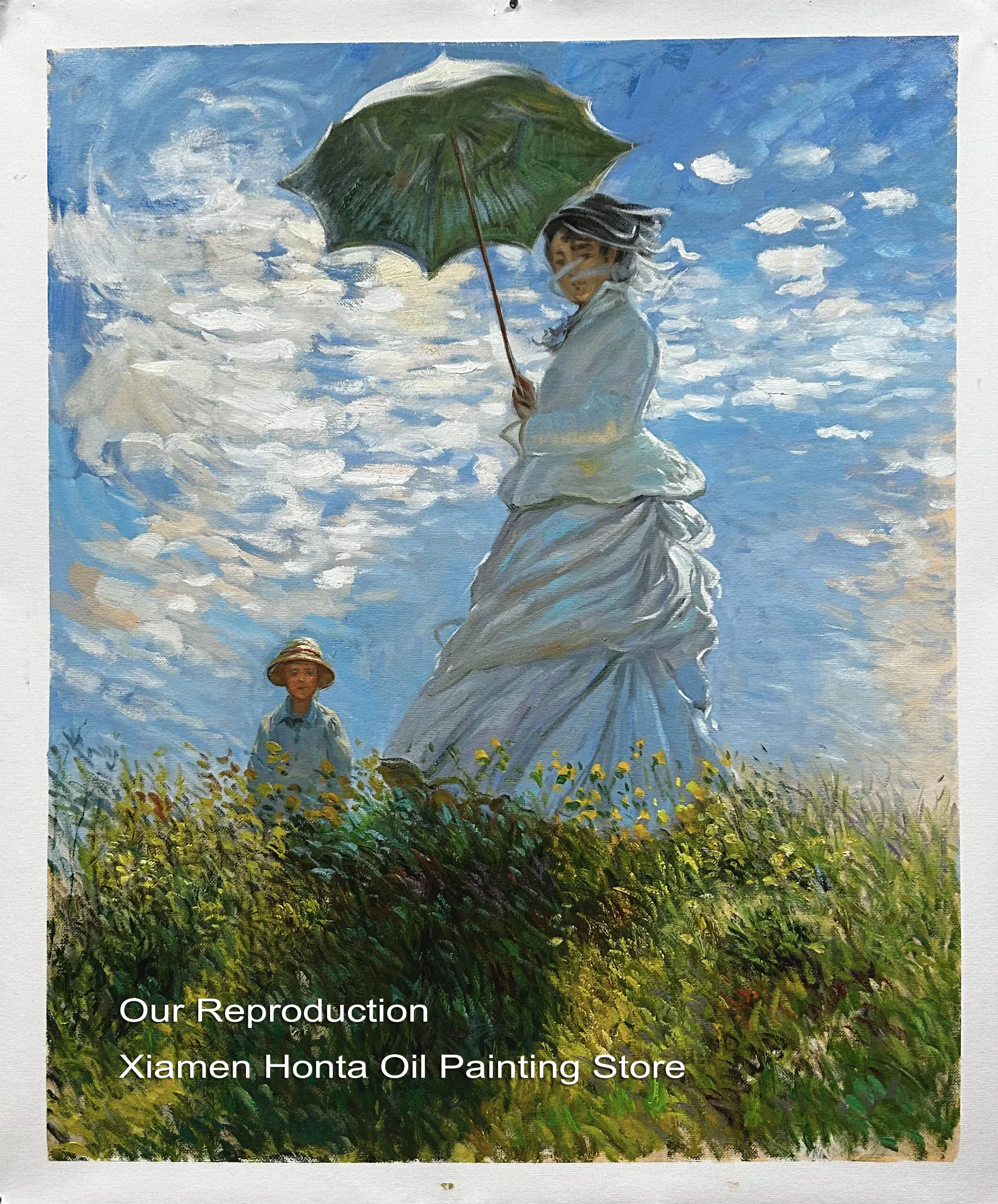 100% handmade Oil Painting Reproduction on linen canvas with Museum quality,Woman with a Parasol by Claude Monet