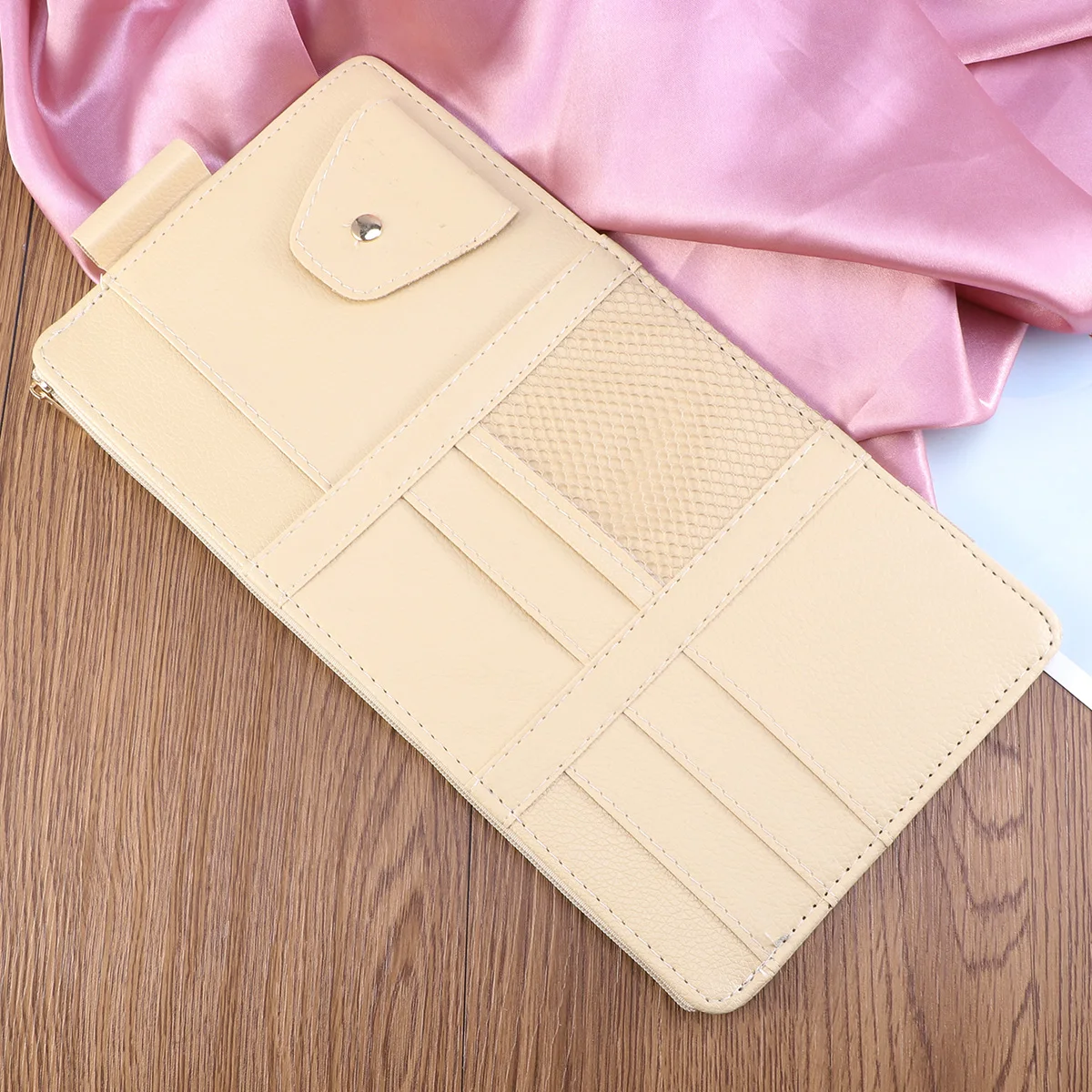 

Visor Organizer Bag Multi-Functional Multi-Pocket Storage Tidy Holder Durable Dustproof For Cards Phone Tickets Beige
