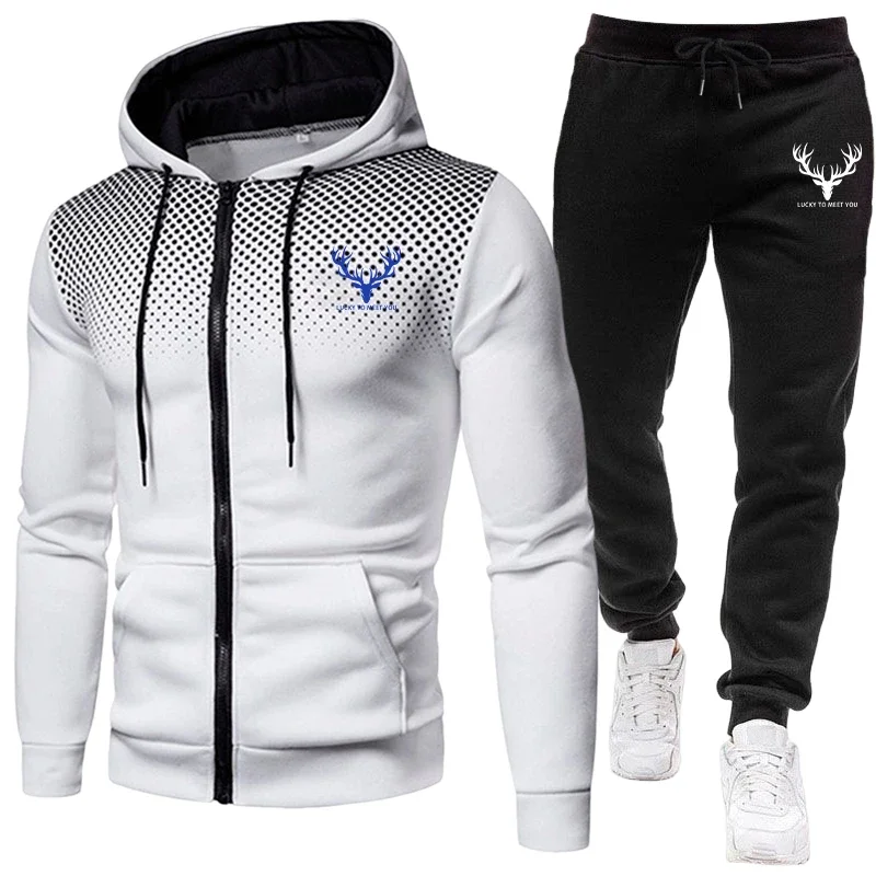 

Autumn Winter Daily Casual Fashion Sportswear Outdoor Jogger Suit 2026 New Arrival Men's Set Zipper Hoodies and Black Sweatpants