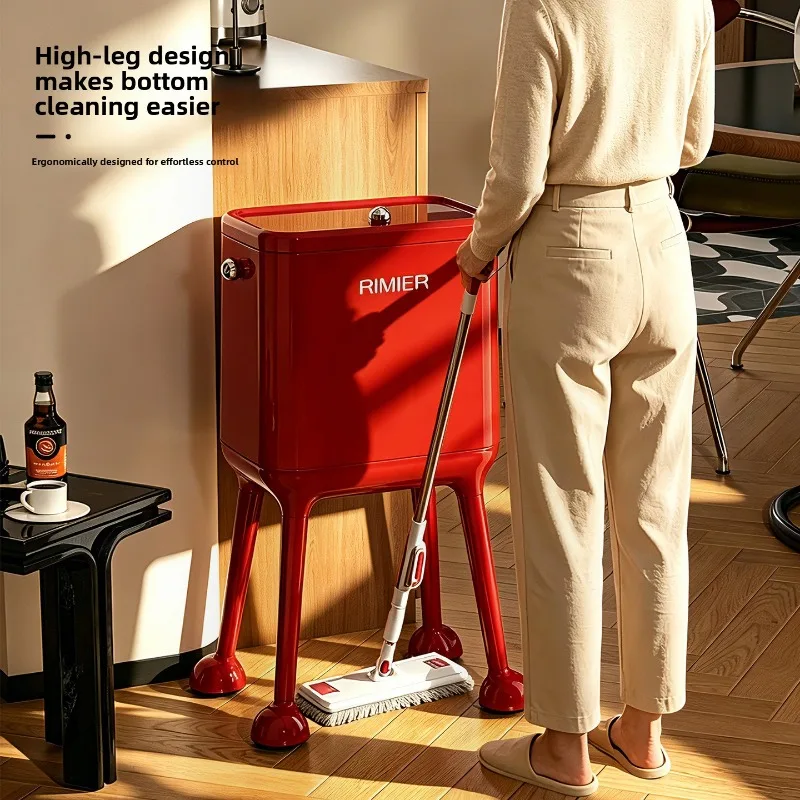 Tall Trash Can Large Capacity Kitchen Living Room Movable Wheels Premium Ergonomic No Bend Large Capacity Living Room