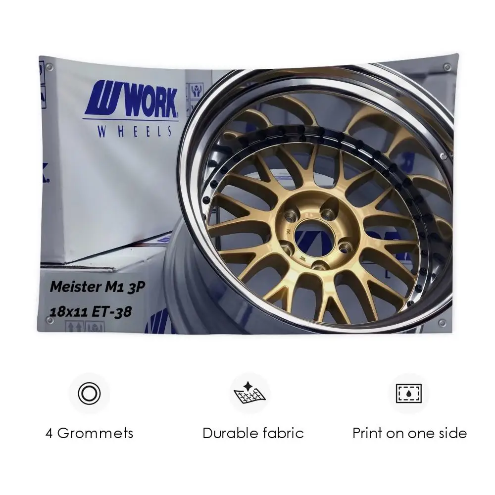 W-Work Wheel LOGO-Flaggen, individuelles Wandbehang-Kunstbanner für Schlafzimmer, Zuhause, Wohnzimmer, Outdoor-Dekoration