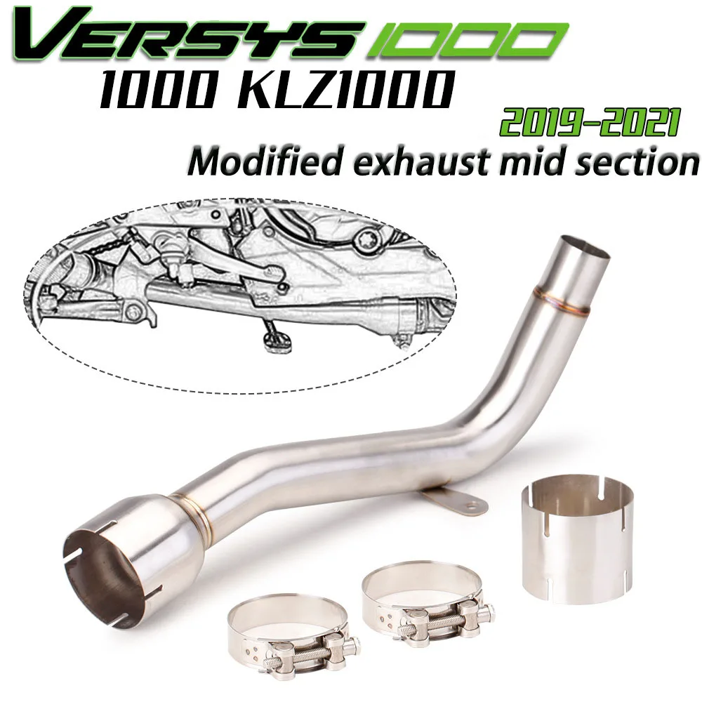 

MOTO Exhaust Muffler Escape Modified Middle Link Pipe for Kawasaki Versys 1000 SE KLZ1000 Versys1000 2019 2020 2021