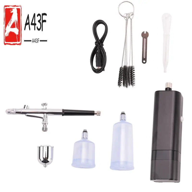 

1Set Cordless Airbrush Kit With Compressor 32 PSI Handheld Air Brush Set Dual Action Airbrush For Nail Art,Painting,Decor Black