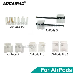 Aocarmo For Apple AirPods 1 2 3 Pro Pro2 Earphone Battery Compartment Charging Connector Copper Sheet Repair Replacement Part