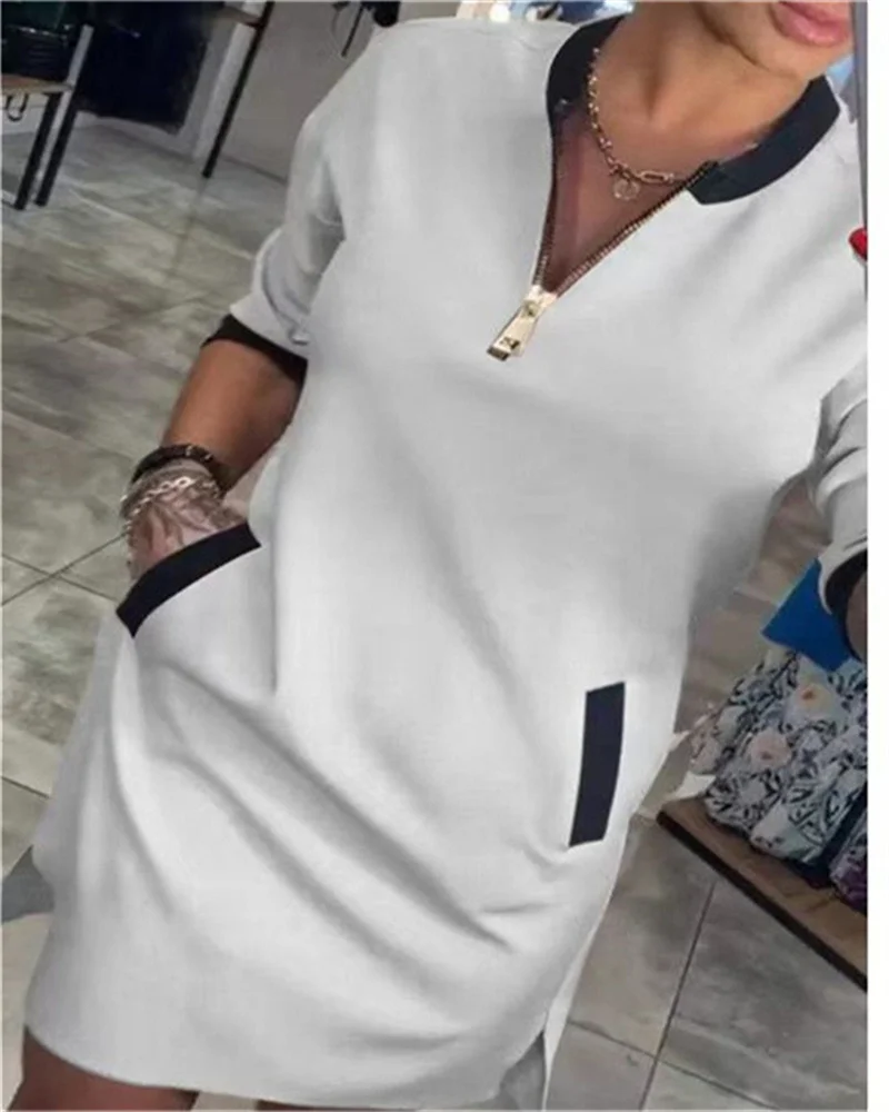 

Women's autumn and winter pure color zipper long sleeve fashionable casual women's coat plus size women's clothing