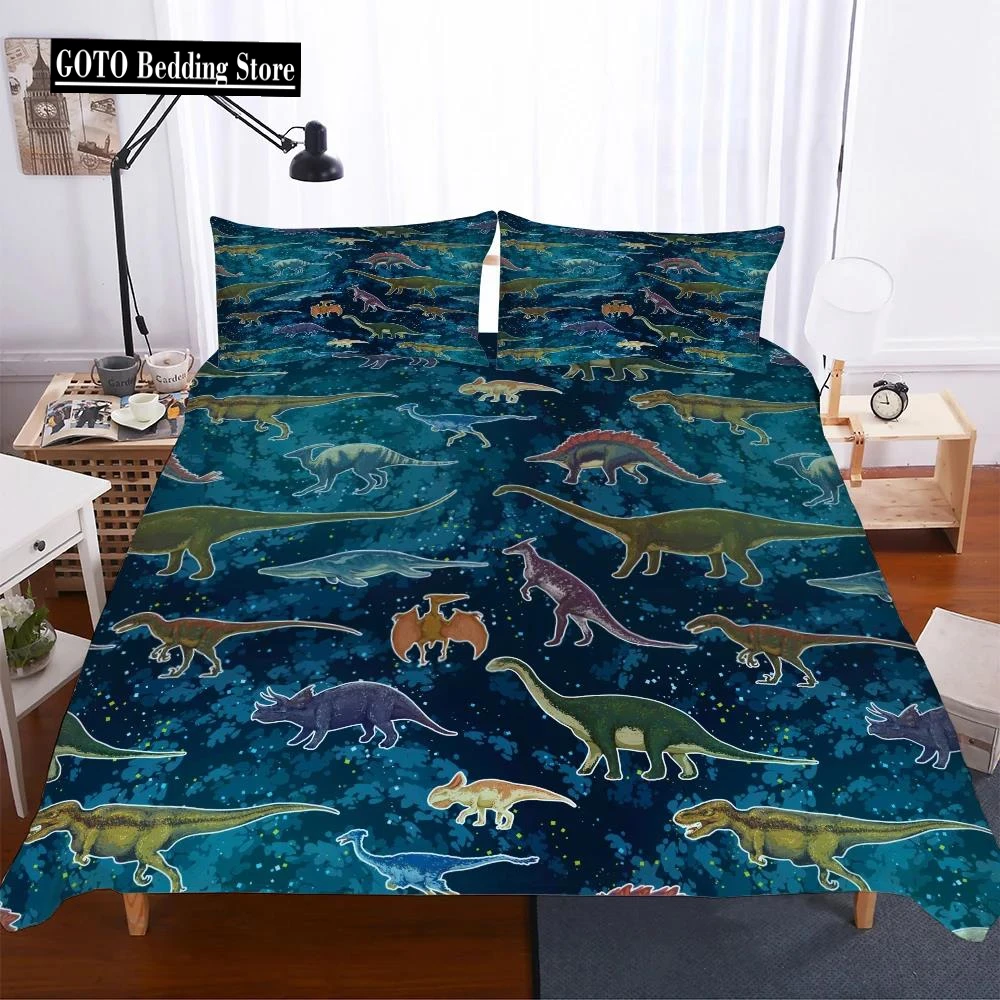 

Boy duvet cover with kid pillow case Dinosaur quilt cover Bed Sets Full Kids Comforter Bedding Cover Bedroom Set High quality